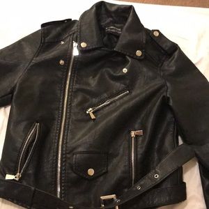 black leather jacket